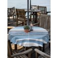 thumbnail image 6 of Outdoor Tablecloth with Umbrella Hole, Blue Nordic Style Stripes Spillproof Waterproof Outdoor Table Cover, Blue Gray Texture Patio Tablecloths for Party/Garden/Picnic, Round 54 inch, 6 of 9