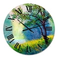 thumbnail image 2 of Designart 'Summer Forest With River And Waterfall' Traditional Wall Clock, 2 of 5