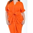 thumbnail image 4 of Vestido drapeado con botones Roman Fashion /Tallas Extras, 1059 (Naranja) naranja 36, 4 of 7