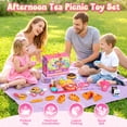 thumbnail image 4 of Flooyes 43PCS Pretend Play Cutting Tea Party Toys Set, Play Kitchen Food with Picnic Basket, Gift for Kids Girls 3 4 5 6 7 8, 4 of 7