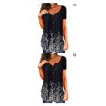 thumbnail image 4 of Qarigey Camiseta de poliéster para mujer, blusa plisada transpirable de manga corta con cuello en V para interiores y exteriores, camisa de Type2 NO2, 4 of 6