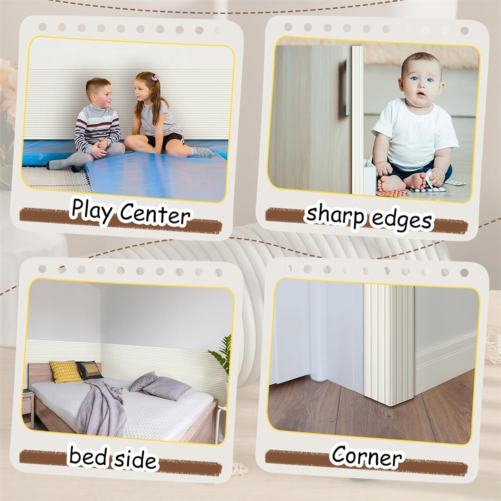 NOGIS 15.8 x 78.7 Inch Anti Collision Wall Padding for Kids Padded Wall Panels 3D Self Adhesive DIY Headboard for Autism Playroom Nursery Bedroom Living Room Corner Guards (Beige)