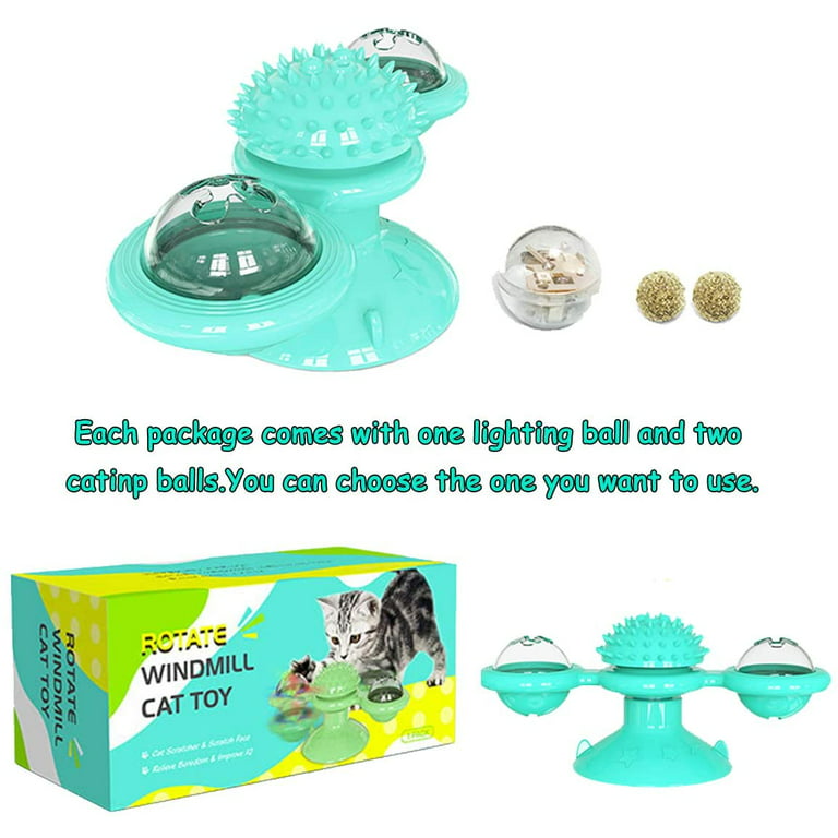 2Packs/set Cat Toy Windmill, Catnip Rotating Suction Cup Interactive Cat Toy  with Catnip Ball, LED Ball and Suction Cup, Windmill Turntable Neck Cat Toy,  Pet Accessories 