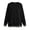 Black, variant on Womens Gingham Trim Sweatshirt Long Sleeve Crew Neck Pullover Check Cuffs And Hem Layered Look Relaxed Fit Tops Khaki S