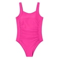 thumbnail image 4 of NAFUU Girls One Piece Swimsuit Set Solid Color Ruffle Sleeveless Square Collar Swim Suits High Waist With Wide Straps For Youth Tummy Control Swimsuits For Girl Sizes 10-11 Years, 4 of 4