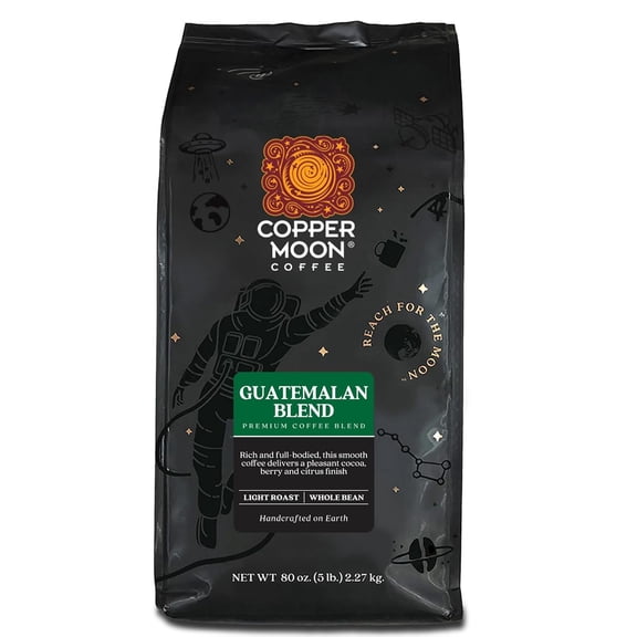 Copper Moon Whole Bean Coffee, Light Roast, Guatemalan Blend, 5 Lb. Bag