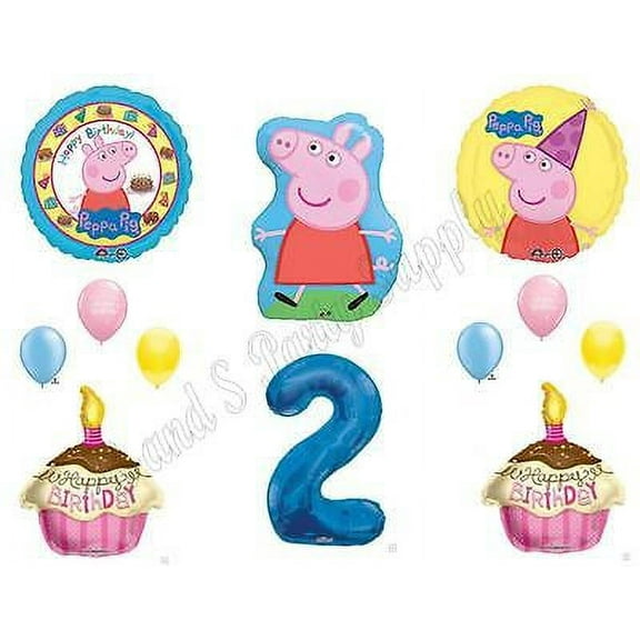 PEPPA PIG 2ND Second Happy Birthday Party Balloons Decoration Cake Cupcakes