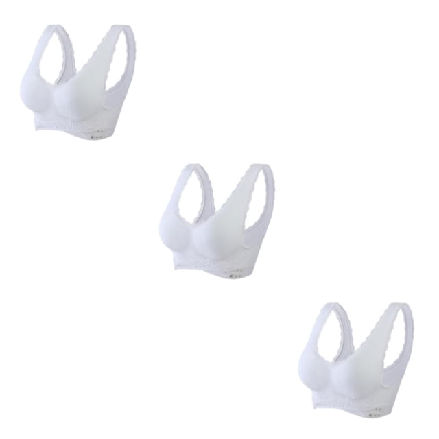 Bralette sexy Qarigey para mujer Sujetador sin aros Cómodo y transpirable Blanco XXL