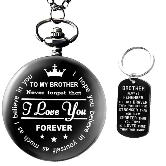 Gifts for Brother Gifts Pocket Watch for Brother Best Gifts for Brother Birthday Gifts from Sister, Graduation Gifts for Brother,Engraved Pocket Watch with Keychain for Brother