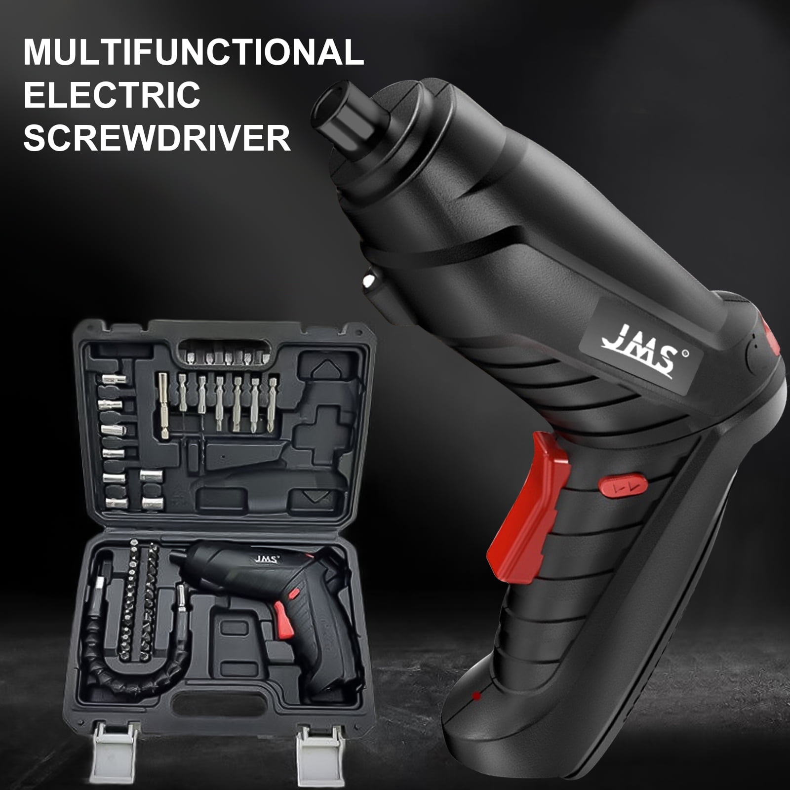 47pc Red tool kit with 3.6V USB Electric Screwdriver and drill set. Complete basic tool set