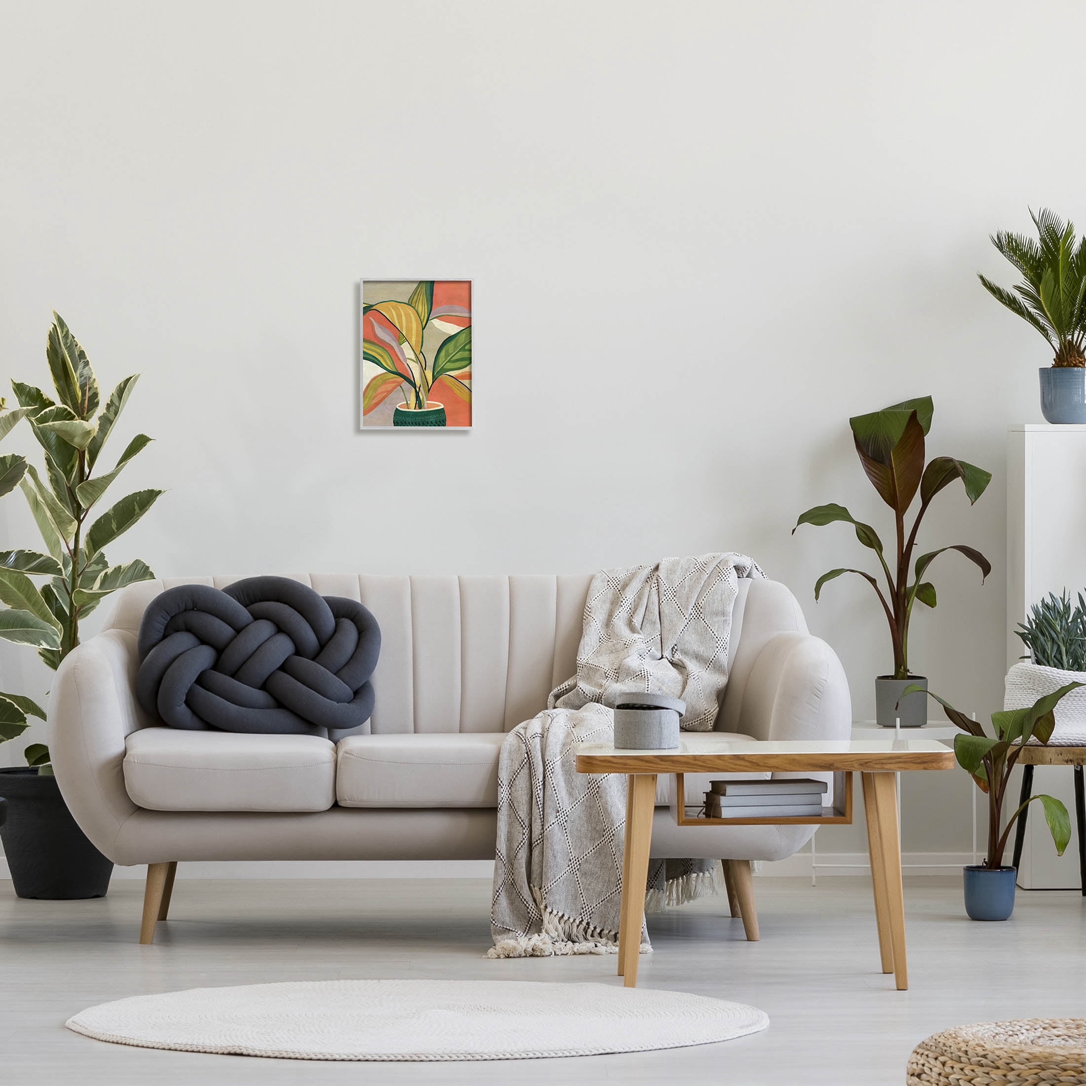 Stupell Industries Modern Tropical Potted Plant Painting Gray Framed Art Print Wall Art, Design by Carol Robinson