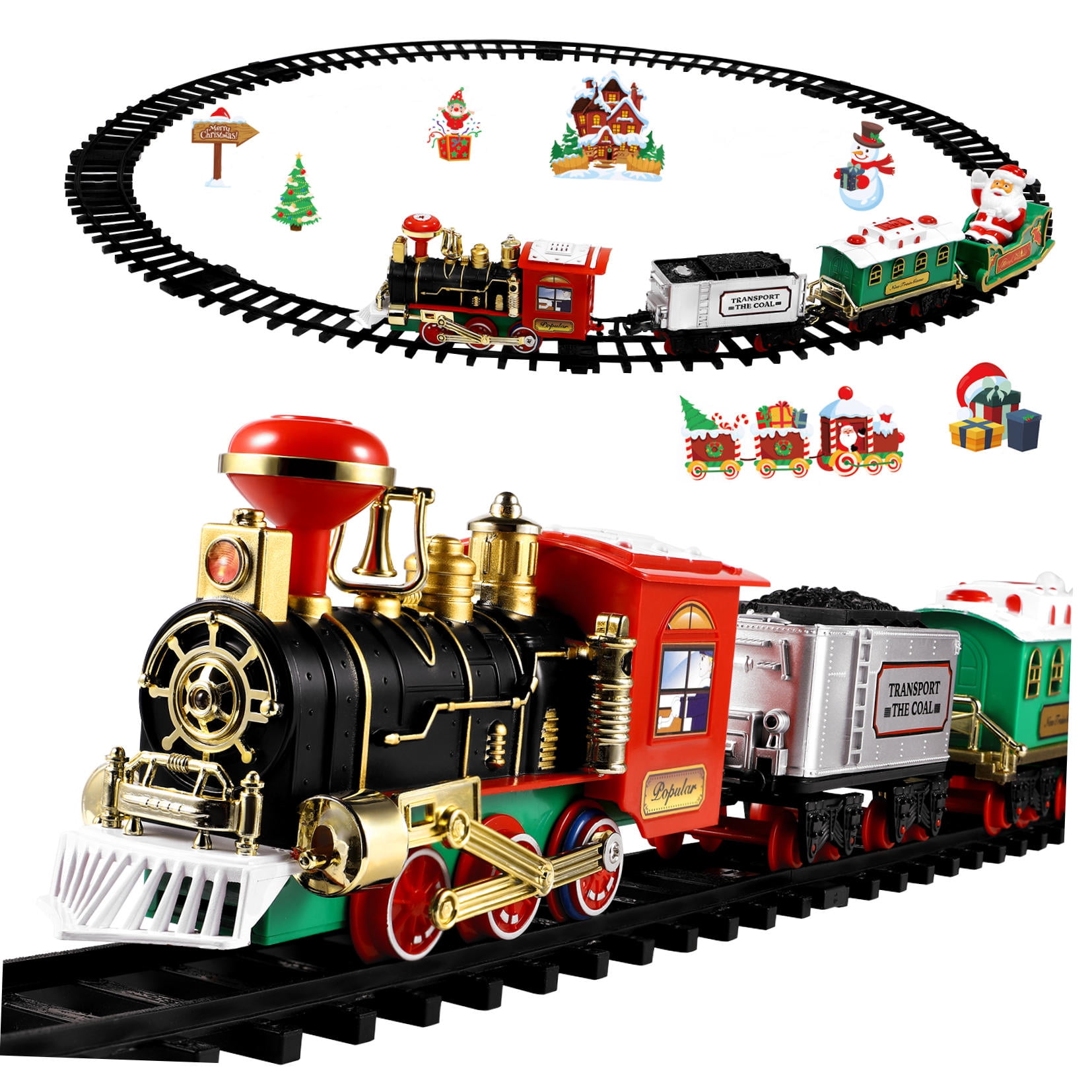 LEORX Miniature Village Train Set Model Train for Kids Assorted Color with Sound Light 1 Set