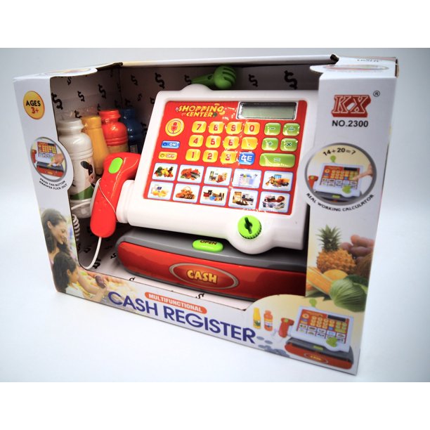 Toy Grocery Computer Cash Register Check Out with Bar Code Scanner