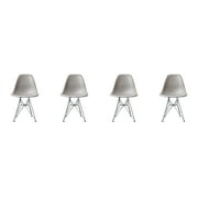 Mid-Century Modern Eiffel Style Dining Chair with Metal Legs - Mid Grey (Set of Four)