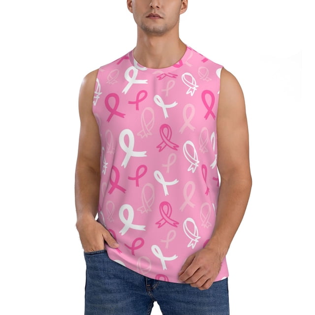 Balery Breast Cancer Awareness (3) Camisetas sin mangas para hombre, absorbe la humedad y protege contra el mal olor.-Small