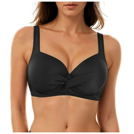 GEWSEY Push Up Bikini Tops for Women Underwire Bikini Top - Push Up Swim Top Only Bra Padded Swimsuit Tops 2025 Bathing Suit Tops Black  XL