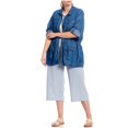 thumbnail image 1 of Calvin Klein Womens Wide-Leg Ruffle-Waist Capri Casual Trouser Pants blue 1X/23 Calvin Klein Trousers, 1 of 2