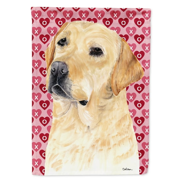 Carolines Treasures SC9263-FLAG-PARENT Labrador Yellow Hearts Love Valentines Day Flag  multicolor