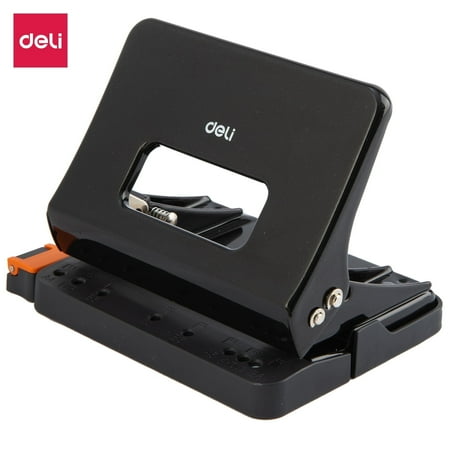 Deli 1 Piece 2-Hole Punch, Round 0.2-Inch Diameter, Holes 3.15-Inch Apart, Paper and Leather Punch for Office and Household Goods (Black, 2-Hole)