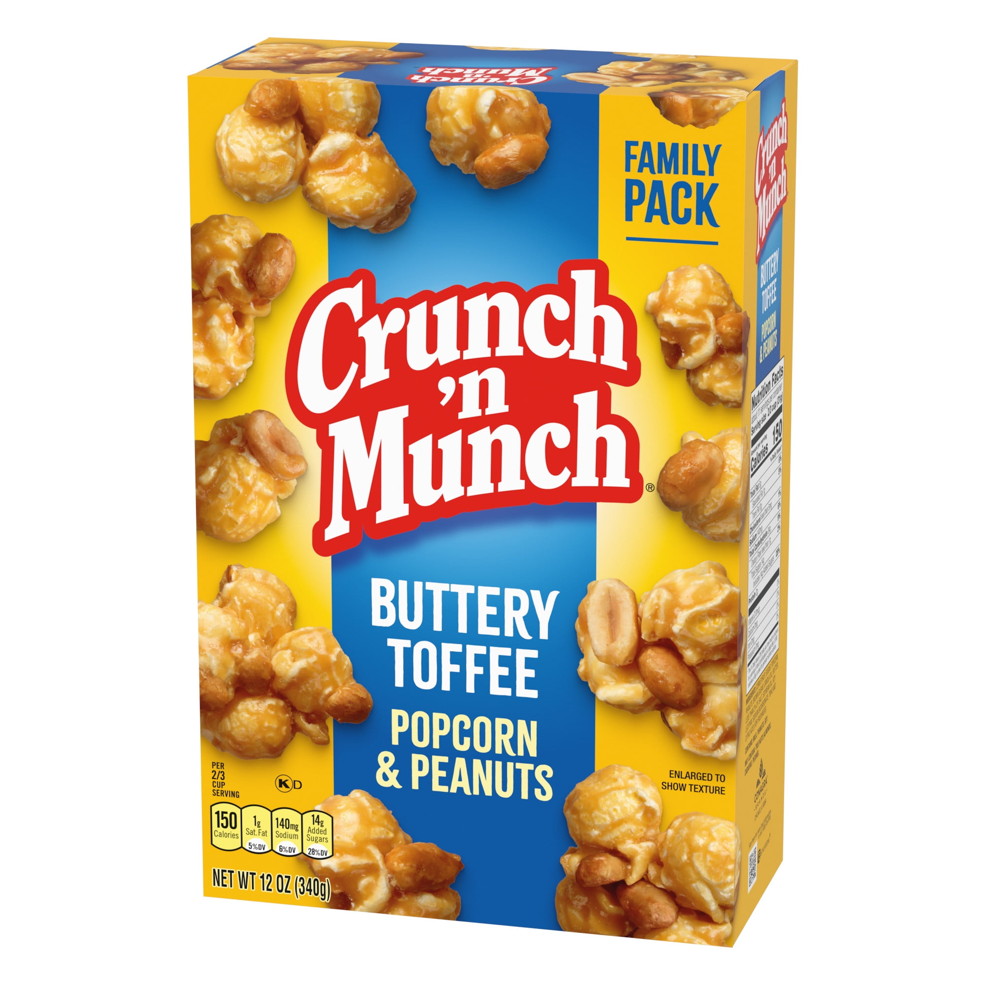 (2 pack) CRUNCH 'N MUNCH Buttery Toffee Popcorn with Peanuts, 12 oz.