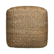 LR Home Jute Poufs Jute Blend Indoor Pouf in Brown/Brown,  18" x 18" x 18"