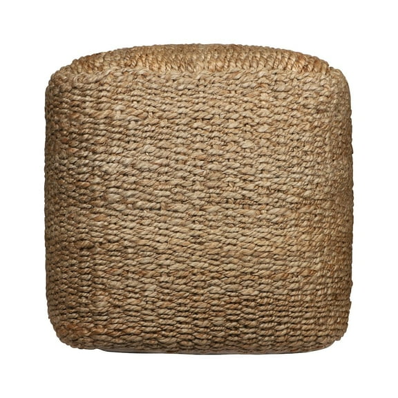 LR Home Jute Poufs Jute Blend Indoor Pouf in Brown/Brown,  18" x 18" x 18"