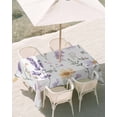 thumbnail image 3 of 52x70 Inch Outdoor Tablecloth with Umbrella Hole Zipper Rectangle Purple Yellow Flowers Rectangular Tablecloths Outside Waterproof Spring Pastoral Botanical Floral Patio Table Cover for Picnic Party, 3 of 8