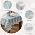 thumbnail image 5 of Aqua Gray Stripes Table Cloth Waterproof Tablecloths, Minimalist Gradient Lines Aesthetic Tablecloth Dining Table Cover for Kitchen Party Tabletop Outdoor, Rectangle Tablecloth 60x120 Inch, 5 of 9