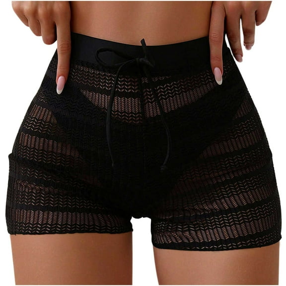 ZVNAΖH Women's Swim Shorts with Built-in Briefs Drawstring Mesh Sport Beach Board Shorts Bikini Bottoms