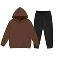 thumbnail image 3 of OGLCCG Boys Girls 2 Piece Outfits Sweatsuit Long Sleeve Fleece Hoodies Sweatpant Winter Fleece Lined Tracksuit Sets with Pockets 2-14 Years, 3 of 5
