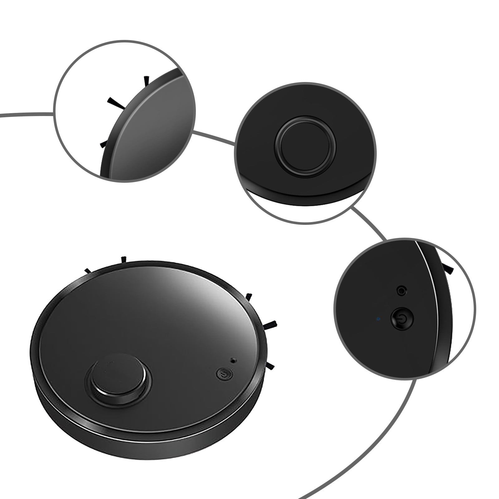 Nkmbld Robot Vacuum with Low Noise Operation Slim, Ideal for Hard Floor, Pet Hair and Low Pile Carpet, Black