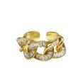 thumbnail image 1 of Anillo ancho irregular de oro con circonitas cúbicas talladas para mujer TUNC Sencillez, 1 of 3