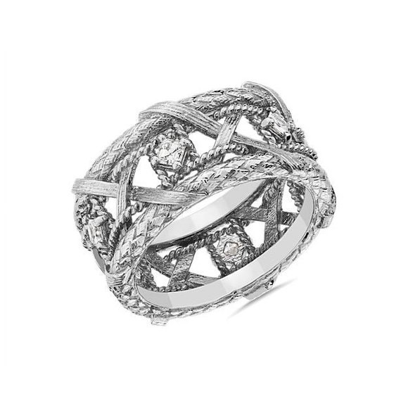 0.30 Carat Color F-G, Clarity VS1, Princess Cut Natural Diamond Unique Eternity Band for Anniversary & Wedding Solid 18K White Gold Size 4