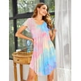thumbnail image 2 of Oudiya Womens Nightgown Soft Pleated Sleepshirt Short Sleeve House Mumu Dress, S-3XL, 2 of 6
