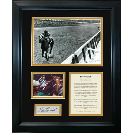 

Framed Secretariat Kentucky Derby Triple Crown Winner Ron Turcotte Facsimile Laser Engraved Signature Auto 12x15 Horse Racing Photo Collage