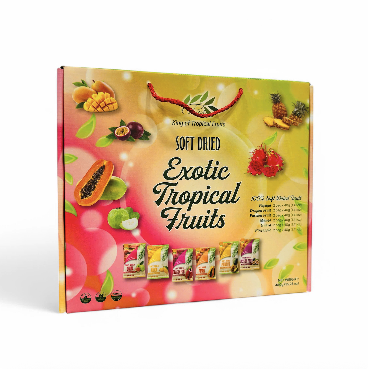 CHAVI Soft Dried Exotic Tropical Fruits | Pack of 12 | Gift Box - Low or No Sugars or Preservatives - Non-GMO, Vegan, Gluten-Free | 480 g
