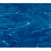 OCEANSIDE STAINED/FUSING GLASS SHEETS - DARK BLUE/WHITE WISPY FUSIBLE (Large 12" x 16")