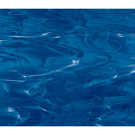 OCEANSIDE STAINED/FUSING GLASS SHEETS - DARK BLUE/WHITE WISPY FUSIBLE (Large 12" x 16")