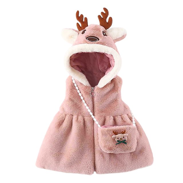 Gibobby Abrigos de invierno para niños y niñasNiños recién nacidos Bebé Niñas Animados Chaleco Chaqueta Sin Mangas Con Capucha Abrigo Tops Ropa(Rosa, 18-24 Meses)