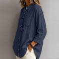 thumbnail image 4 of SOOMLON Button up Shirts for Women Plus Size Crew Neck 3/4 Sleeve Cardigan Loose Solid Tunic Top Casual Work Blouse, 4 of 6