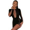 thumbnail image 2 of TSADFHJI Jupe Noire Femme Longue Printemps Été Mode Jacquard Creux Col Rond Taille Haute Robe Courte Ajustée Noire, 2 of 9