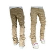 thumbnail image 4 of Men's Regular Fit Stacked Jeans Patch Distressed Destroyed Straight Denim Pants Streetwear Clothes, 4 of 5