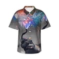 thumbnail image 1 of Balery Elephant Fireworks Celebration Camisas hawaianas de manga corta para hombre, camisas playeras de corte holgado, camisas de vacaciones con botones,Medium, 1 of 7