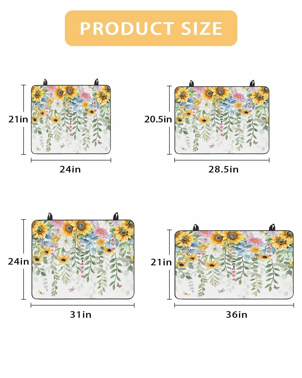 nqOlkjepod Large Induction Cooktop Protector Mat 24"x21", Sunflower Stove Top Covers for Electric Stove, Yellow Green Summer Botanical Watercolor Stove Burner Cover Mats, Glass Top Stove Cover