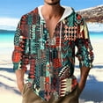 thumbnail image 2 of ZCFZJW Athletic Hoodie T-Shirts for Men Vintage Ethnic Style Printed Summer Long Sleeve Button Down Graphic Drawstring Hooded Tops Lightweight Thin Jacket Shirts Multicolor#09 S, 2 of 4