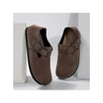 thumbnail image 3 of Women Mules Sandals Leather Suede Flat Round Toe Slip-On Buckle Straps, 3 of 6