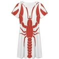 thumbnail image 3 of Hand Drawn Lobster Short Sleeve Dress Women Summer Evening Dresses Ladies Sundress, 3 of 7