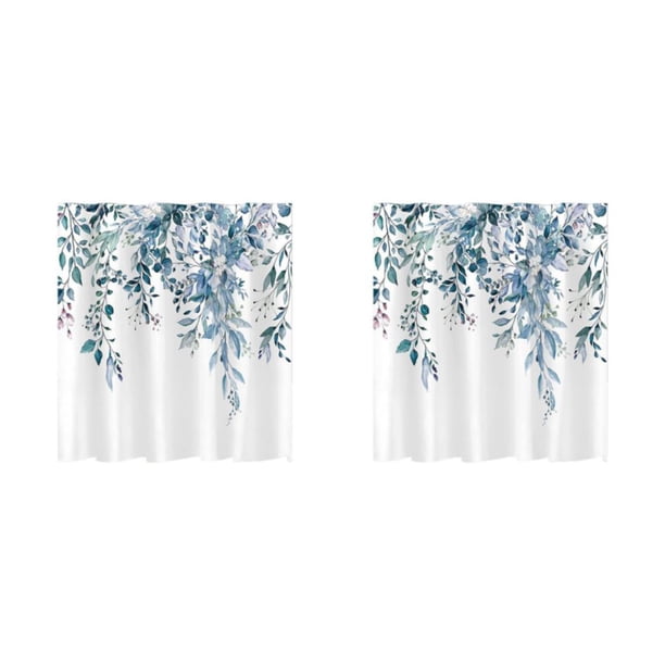 Cortina de baño Inteprter impermeable estampado hojas poliéster extragrueso 150x180cm 2piezas