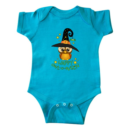 

Inktastic Happy Owl-o-Ween- Cute Halloween Owl in Witch Hat Gift Baby Boy or Baby Girl Bodysuit