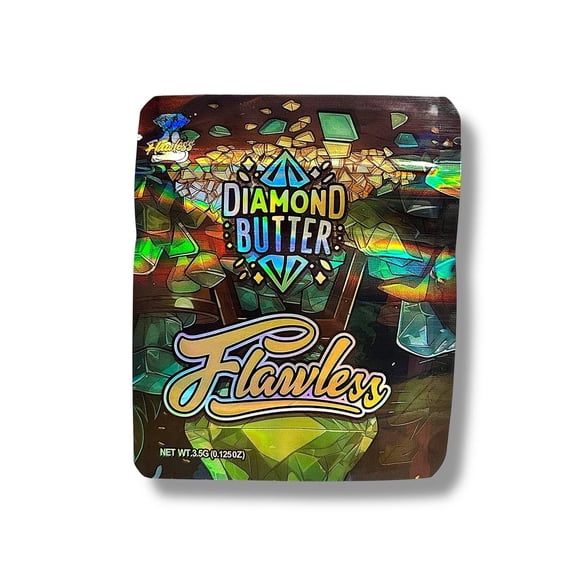 Diamond Butter Flawless 3.5g Mylar Bags 50-Pack, Resealable Smell-Resistant Packaging
